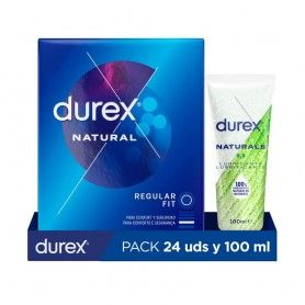 Preservativos Natural Originales 24 + Lubricante Naturals H2O - Durex